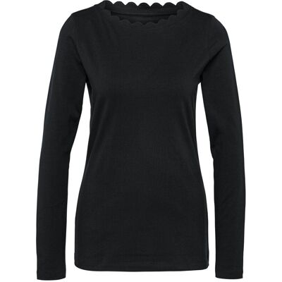 Tchibo - Shirt mit Wellenkante - Damen - Gr. S - schwarz Tchibo - Shirt mit Wellenkante - Damen - Gr. S - schwarz