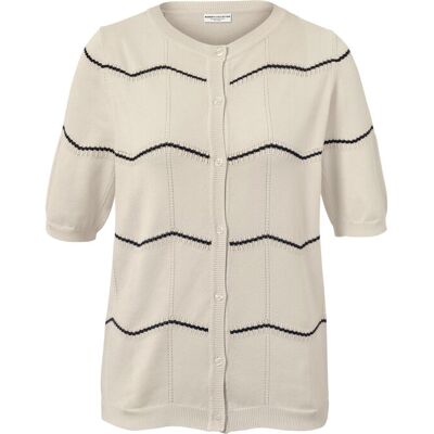 Feinstrick-Cardigan mit Ajour-Muster - Damen - Gr. XL - dunkelblau/gestreift Feinstrick-Cardigan mit Ajour-Muster - Damen - Gr. XL - dunkelblau/gestreift