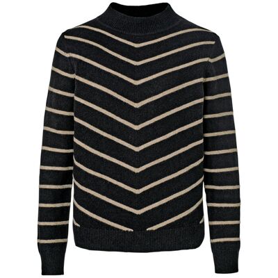 Tchibo - Gestreifter Strickpullover mit Stehkragen - Damen - Gr. L - schwarz/gestreift Tchibo - Gestreifter Strickpullover mit Stehkragen - Damen - Gr. L - schwarz/gestreift