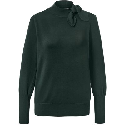 Tchibo - Feinstrickpullover mit Schleifendetail - Damen - Gr. S - dunkelgrün Tchibo - Feinstrickpullover mit Schleifendetail - Damen - Gr. S - dunkelgrün