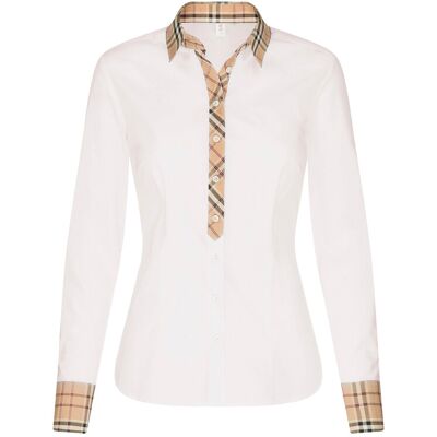 Seidensticker Popeline-Bluse mit Karodetail - Damen - Gr. 50 - weiss Seidensticker Popeline-Bluse mit Karodetail - Damen - Gr. 50 - weiss