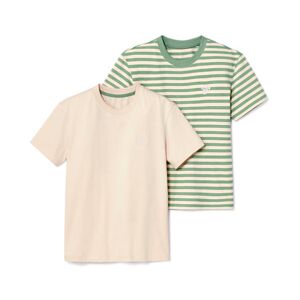 Tchibo - 2 Kinder-T-Shirts - Beige/Gestreift -Kinder - 100% Baumwolle - Gr.: 146/152 Baumwolle 1x 146/152 unisex