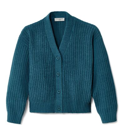 Tchibo - Kinder-Chenille-Strickjacke - Jungen - Gr. 134/140 - blau Tchibo - Kinder-Chenille-Strickjacke - Jungen - Gr. 134/140 - blau