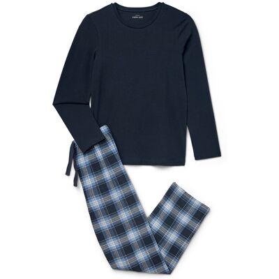 Tchibo - Kinder-Flanell-Pyjama - Gr. 146/152 - weiß/kariert Tchibo - Kinder-Flanell-Pyjama - Gr. 146/152 - weiß/kariert