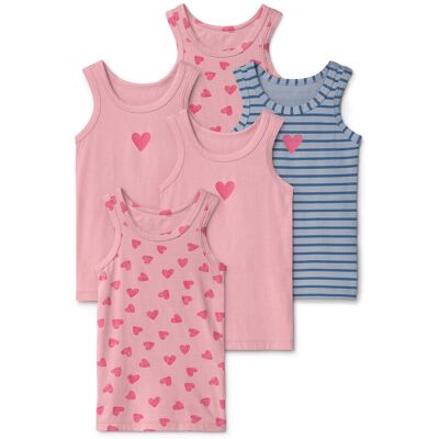Tchibo - 5 Kinder-Unterhemden - Gr. 98/104 - blau/print Tchibo - 5 Kinder-Unterhemden - Gr. 98/104 - blau/print