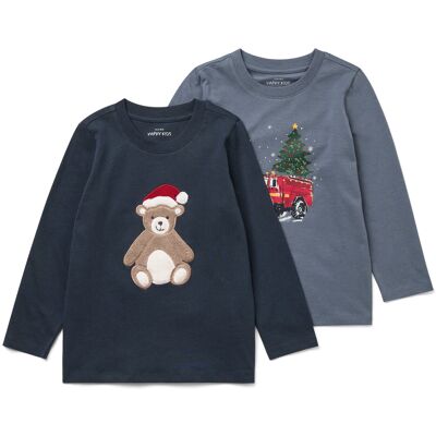 Tchibo - 2 Kinder-Langarmshirts - Jungen - Gr. 110/116 - dunkelblau Tchibo - 2 Kinder-Langarmshirts - Jungen - Gr. 110/116 - dunkelblau