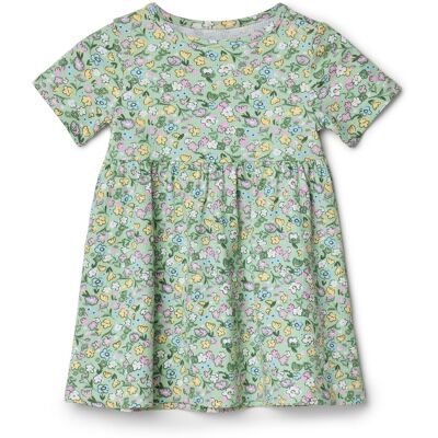 Tchibo - Baby-Rippkleid - Gr. 98/104 - mintgrün/geblümt Tchibo - Baby-Rippkleid - Gr. 98/104 - mintgrün/geblümt