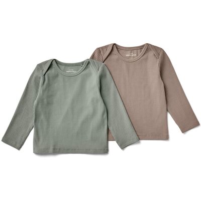 Tchibo - 2 Baby-Langarmshirts mit Rippstruktur - Baby - Gr. 98/104 - hellbraun Tchibo - 2 Baby-Langarmshirts mit Rippstruktur - Baby - Gr. 98/104 - hellbraun