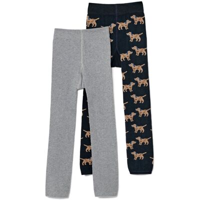 Tchibo - 2 Kinder-Strickleggings mit Stickerei - Jungen - Gr. 122/128 - dunkelblau/jacquard Tchibo - 2 Kinder-Strickleggings mit Stickerei - Jungen - Gr. 122/128 - dunkelblau/jacquard