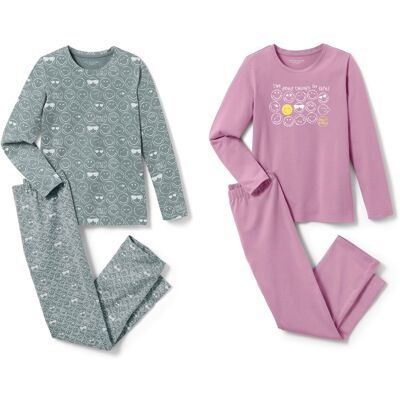 Tchibo - 2 Kinder-Pyjamas »Smiley« - Gr. 158/164 - violett/print Tchibo - 2 Kinder-Pyjamas »Smiley« - Gr. 158/164 - violett/print