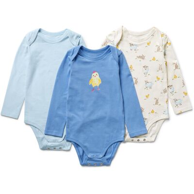 Tchibo - 3 Baby-Bodys mit Mitwachsfunktion - Baby - Gr. 74/80 - blau/print Tchibo - 3 Baby-Bodys mit Mitwachsfunktion - Baby - Gr. 74/80 - blau/print