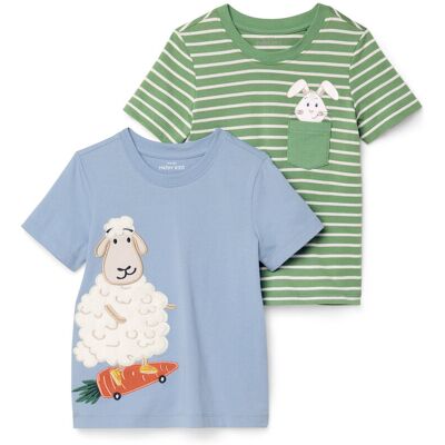 Tchibo - 2 Kinder-T-Shirts mit Applikation - Baby - Gr. 98/104 - hellblau Tchibo - 2 Kinder-T-Shirts mit Applikation - Baby - Gr. 98/104 - hellblau