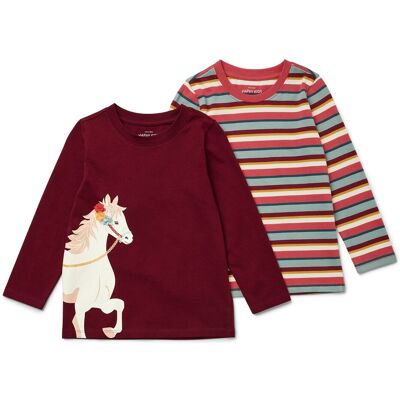 Tchibo - 2 Kinder-Langarmshirts - Baby - Gr. 86/92 - weinrot Tchibo - 2 Kinder-Langarmshirts - Baby - Gr. 86/92 - weinrot