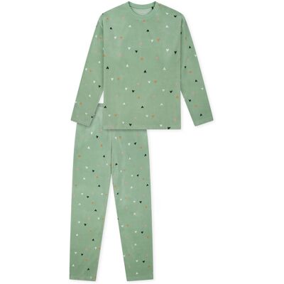 Schiesser Kinder-Velours-Pyjama »Herzchen« - Baby - Gr. 98 - grün/print Schiesser Kinder-Velours-Pyjama »Herzchen« - Baby - Gr. 98 - grün/print