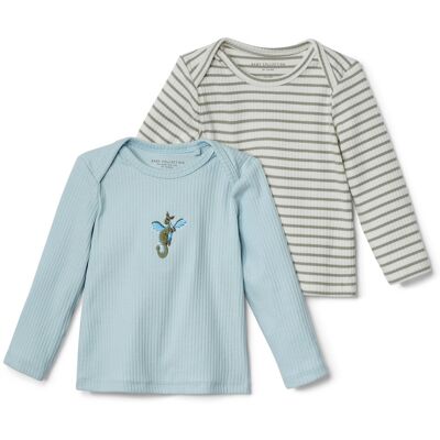 Tchibo - 2 Baby-Langarmshirts mit Rippstruktur - Baby - Gr. 98/104 - hellblau Tchibo - 2 Baby-Langarmshirts mit Rippstruktur - Baby - Gr. 98/104 - hellblau