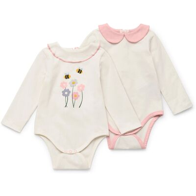 Tchibo - 2 Baby-Langarmbodies mit Kragen - Baby - Gr. 50/56 - hellrosa/print Tchibo - 2 Baby-Langarmbodies mit Kragen - Baby - Gr. 50/56 - hellrosa/print