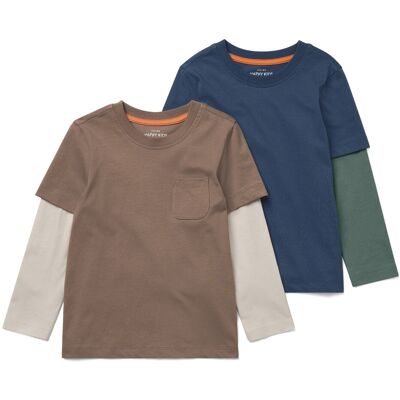 Tchibo - 2 Kinder-2-in1-Langarmshirts - Baby - Gr. 98/104 - dunkelblau Tchibo - 2 Kinder-2-in1-Langarmshirts - Baby - Gr. 98/104 - dunkelblau