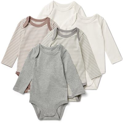Tchibo - 5 Baby-Bodys mit Mitwachsfunktion - Baby - Gr. 74/80 - weiss Tchibo - 5 Baby-Bodys mit Mitwachsfunktion - Baby - Gr. 74/80 - weiss