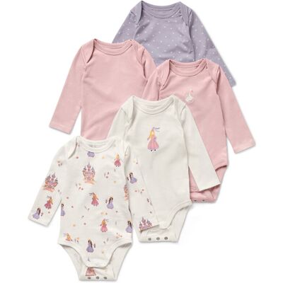 Tchibo - 5 Baby-Bodys mit Mitwachsfunktion - Baby - Gr. 98/104 - creme/print Tchibo - 5 Baby-Bodys mit Mitwachsfunktion - Baby - Gr. 98/104 - creme/print