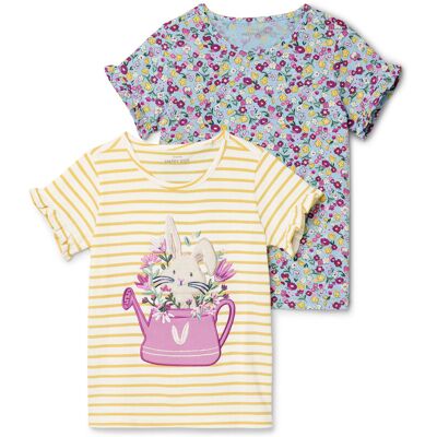 Tchibo - 2 Kinder-T-Shirts mit Applikation - Gr. 110/116 - blau Tchibo - 2 Kinder-T-Shirts mit Applikation - Gr. 110/116 - blau