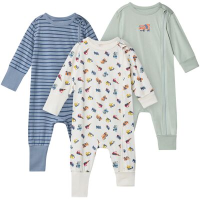 Tchibo - 3 Baby-Pyjamas - Baby - Gr. 86/92 - blau/print Tchibo - 3 Baby-Pyjamas - Baby - Gr. 86/92 - blau/print