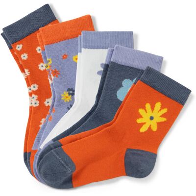 Tchibo - 5 Paar Kinder-Socken - Jungen - Gr. 31-34 - dunkelblau/geblümt Tchibo - 5 Paar Kinder-Socken - Jungen - Gr. 31-34 - dunkelblau/geblümt