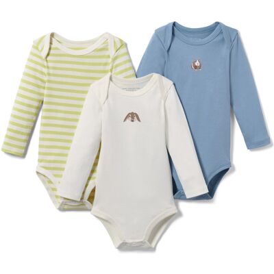 Tchibo - 3 Baby-Langarmbodys - Baby - Gr. 74/80 - hellblau/print Tchibo - 3 Baby-Langarmbodys - Baby - Gr. 74/80 - hellblau/print