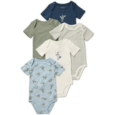 Tchibo - 5 Baby-Bodys mit Mitwachsfunktion - Baby - Gr. 50/56 - hellblau/print Tchibo - 5 Baby-Bodys mit Mitwachsfunktion - Baby - Gr. 50/56 - hellblau/print