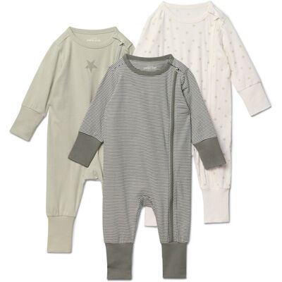 Tchibo - 3 Baby-Pyjamas - Baby - Gr. 86/92 - olivgrün/print Tchibo - 3 Baby-Pyjamas - Baby - Gr. 86/92 - olivgrün/print