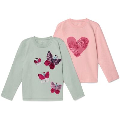 Tchibo - 2 Kinder-Langarmshirts mit Applikation - Baby - Gr. 86/92 - hellrosa Tchibo - 2 Kinder-Langarmshirts mit Applikation - Baby - Gr. 86/92 - hellrosa