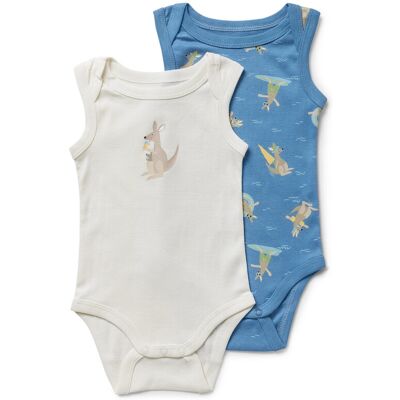 Tchibo - 2 Baby-Bodys - Baby - Gr. 50/56 - blau/print Tchibo - 2 Baby-Bodys - Baby - Gr. 50/56 - blau/print