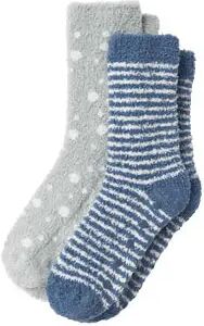 Tchibo - 2 Paar Kuschelsocken - Weiss/Gestreift -Kinder - Gr.: 39-42 Polyester 1x 39-42