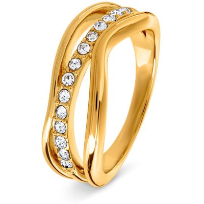 Tchibo - Ring Welle mit Glaskristallsteinen - Damen - Gr. 19 - weiss Tchibo - Ring Welle mit Glaskristallsteinen - Damen - Gr. 19 - weiss
