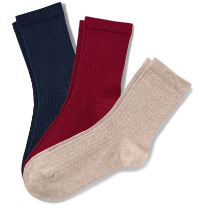 Tchibo - 3 Paar Ripp-Socken - Damen - Gr. 39-42 - bordeaux Tchibo - 3 Paar Ripp-Socken - Damen - Gr. 39-42 - bordeaux