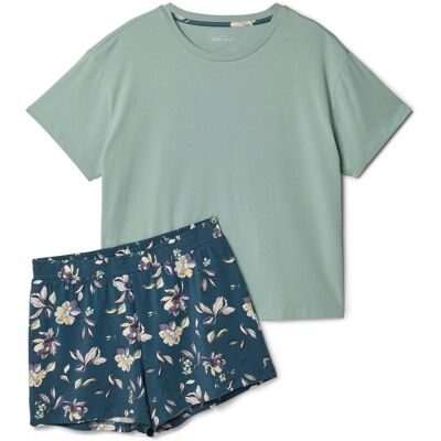 Tchibo - Shorty-Pyjama-Set - Damen - Gr. XS - petrol/geblümt Tchibo - Shorty-Pyjama-Set - Damen - Gr. XS - petrol/geblümt