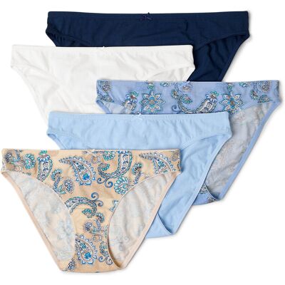 Tchibo - 5 Slips - Damen - Gr. M - dunkelblau/paisley Tchibo - 5 Slips - Damen - Gr. M - dunkelblau/paisley