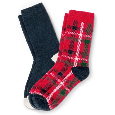 Tchibo - 2 Paar Kuschelsocken - Damen - Gr. 35-38 - weiß/kariert Tchibo - 2 Paar Kuschelsocken - Damen - Gr. 35-38 - weiß/kariert