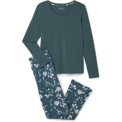 Tchibo - Pyjama-Set - Damen - Gr. XL - petrol/geblümt Tchibo - Pyjama-Set - Damen - Gr. XL - petrol/geblümt