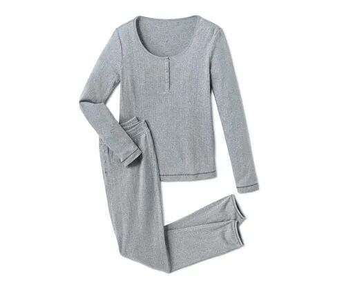 Tchibo - Ajour-Pyjama - Grau/Meliert - 100% Baumwolle - Gr.: M Baumwolle Grau M 40/42