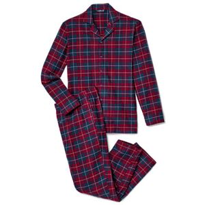 Tchibo - Flanell-Pyjama - Bordeaux/Kariert - 100% Baumwolle - Gr.: XL Baumwolle  XL male