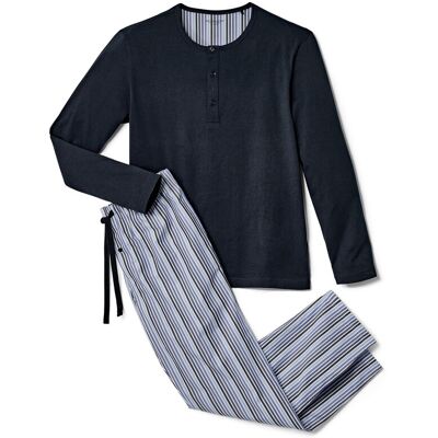 Tchibo - Pyjama mit gewebter Hose - Herren - Gr. L - dunkelblau/gestreift Tchibo - Pyjama mit gewebter Hose - Herren - Gr. L - dunkelblau/gestreift