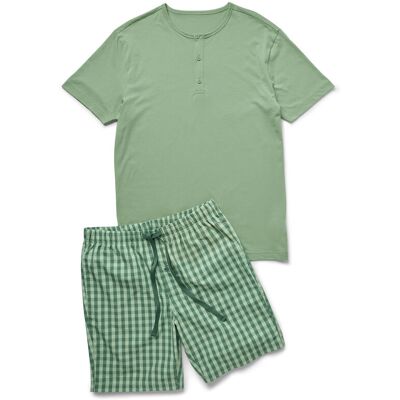 Tchibo - Shorty-Pyjama-Set - Herren - Gr. L - olivgrün/kariert Tchibo - Shorty-Pyjama-Set - Herren - Gr. L - olivgrün/kariert