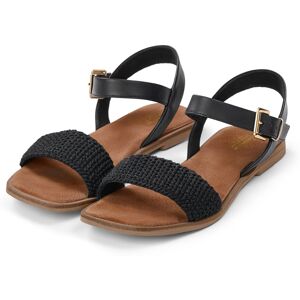 Tchibo - Ledersandalen mit Häkelriemen - Damen - Gr. 37 - schwarz Tchibo - Ledersandalen mit Häkelriemen - Damen - Gr. 37 - schwarz