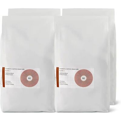 Hermetic - B2 - Blend Espresso - 4 x 1 kg Ganze Bohne - Intensität: 3/6 Hermetic - B2 - Blend Espresso - 4 x 1 kg Ganze Bohne - Intensität: 3/6