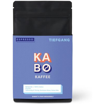 Kabo - Tiefgang Espresso - 250 g Ganze Bohne - Intensität: 6/6 Kabo - Tiefgang Espresso - 250 g Ganze Bohne - Intensität: 6/6