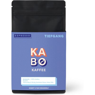 Kabo - Tiefgang Espresso - 250 g Ganze Bohne - Intensität: 6/6 Kabo - Tiefgang Espresso - 250 g Ganze Bohne - Intensität: 6/6