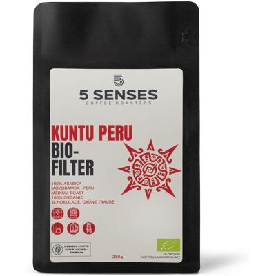 5 Senses - Kuntu Peru Bio-Filterkaffee - 250 g Ganze Bohne - Intensität: 3/6 5 Senses - Kuntu Peru Bio-Filterkaffee - 250 g Ganze Bohne - Intensität: 3/6
