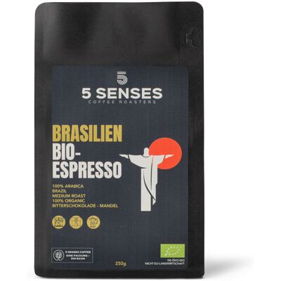 5 Senses - Brazil Bio-Espresso - 250 g Ganze Bohne - Intensität: 4/6 5 Senses - Brazil Bio-Espresso - 250 g Ganze Bohne - Intensität: 4/6