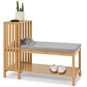 Tchibo - Sitzbank mit Schuhfach und Ablage in Lamellenoptik - 100x43,5x77cm - hellgrau - Holz / Bambusholz / Polyester Tchibo - Sitzbank mit Schuhfach und Ablage in Lamellenoptik - 100x43,5x77cm - hellgrau - Holz / Bambusholz / Polyester