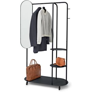 Tchibo - Standgarderobe auf Rollen mit grossem Spiegel - 113x45x187cm - schwarz - Stahl / Glas Tchibo - Standgarderobe auf Rollen mit grossem Spiegel - 113x45x187cm - schwarz - Stahl / Glas